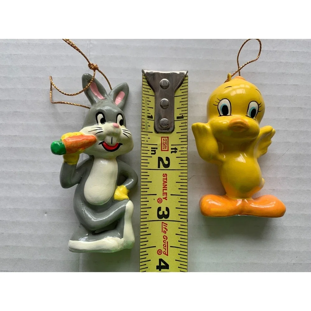 Vtg 1982 Warner Bros Christmas Ornaments LOT of 2 Tweety Bugs Bunny Paper Mache